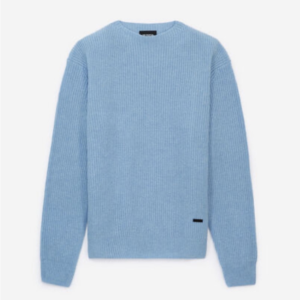 The Kooples Men’s Sky Blue Sweater In Wool With Crew Neck
